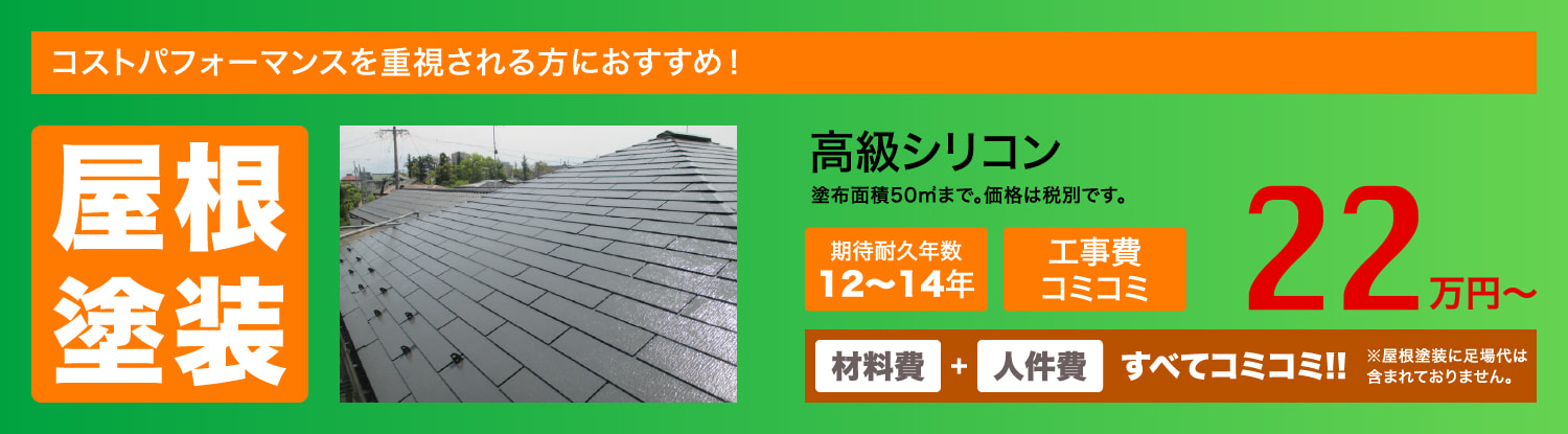 屋根塗装　高級シリコン　22万円〜